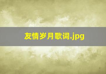 友情岁月歌词