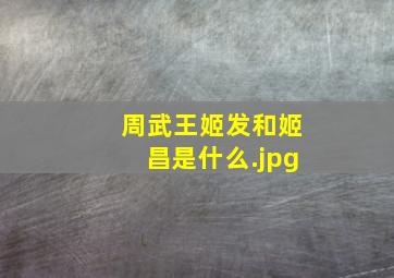周武王姬发和姬昌是什么