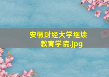 安徽财经大学继续教育学院