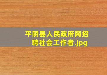 平阴县人民政府网招聘社会工作者